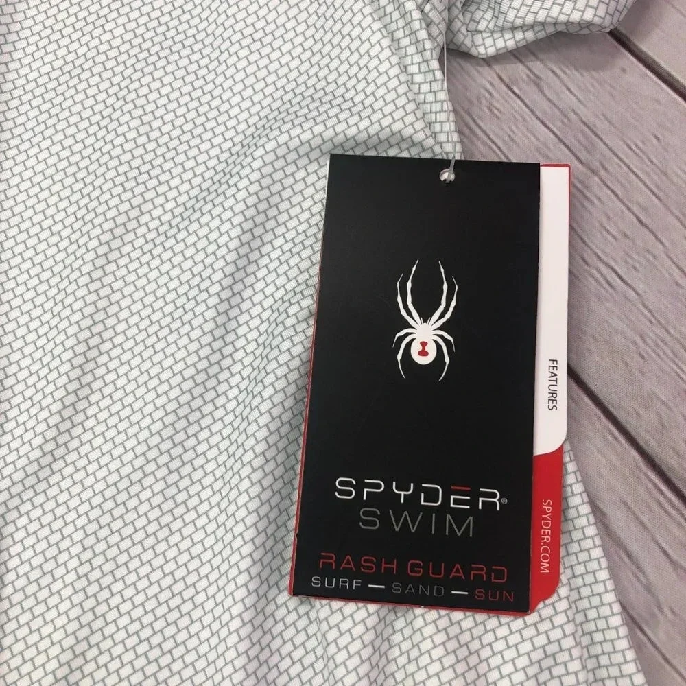 Mens medium- spyder swim rash guard top short sleeve